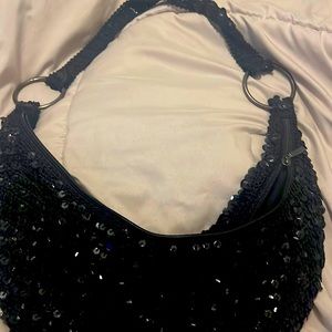 Black handbag with sequences